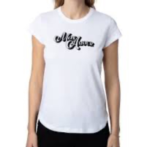 Zadig and Voltaire Mon Amour Cotton Tee White My Love Shirt Short Sleeve M NEW - Picture 1 of 12